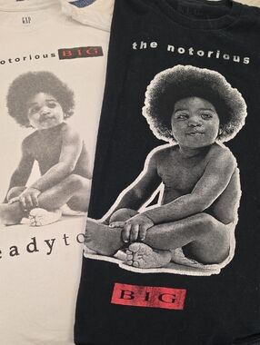 The Notorious B.I.G. Baby Photo Graphic Tees Bundle!  Black & White Tees Large.